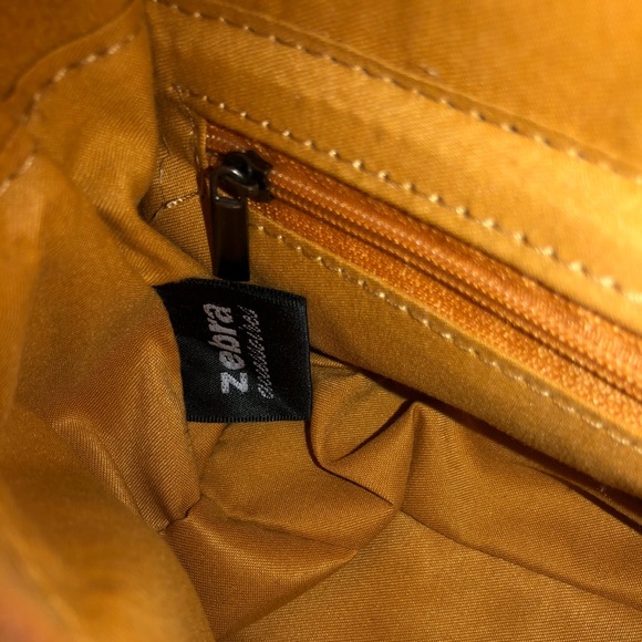 Shoulder Bag Purse Handbag by Zebra Mustard Faux Leather long Strap - Picture 8 of 11